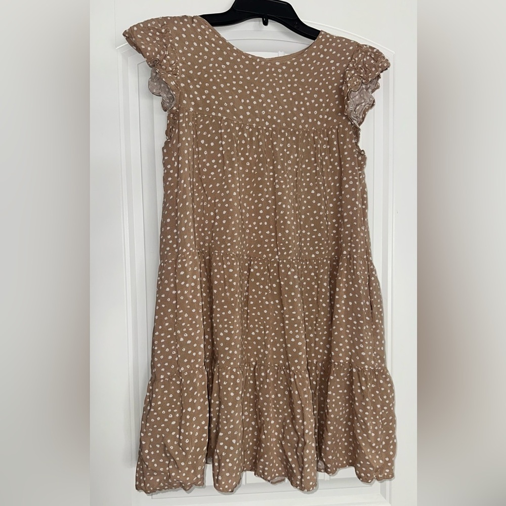 Pink Lily Brown Dress with White Dots
